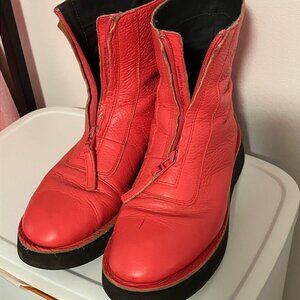 Camper Katie Zipper Flat Heel Boot - Neon Red